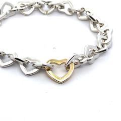 Tiffany & Co Sterling/18K Heart Link Bracelet - 8